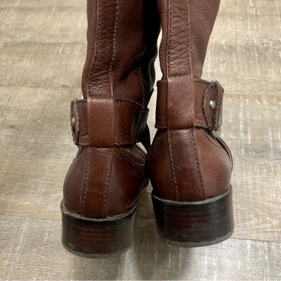 Fossil Genuine Leather Brown Knee High Zip Boot With Harness Detail - Picture 4 of 5
